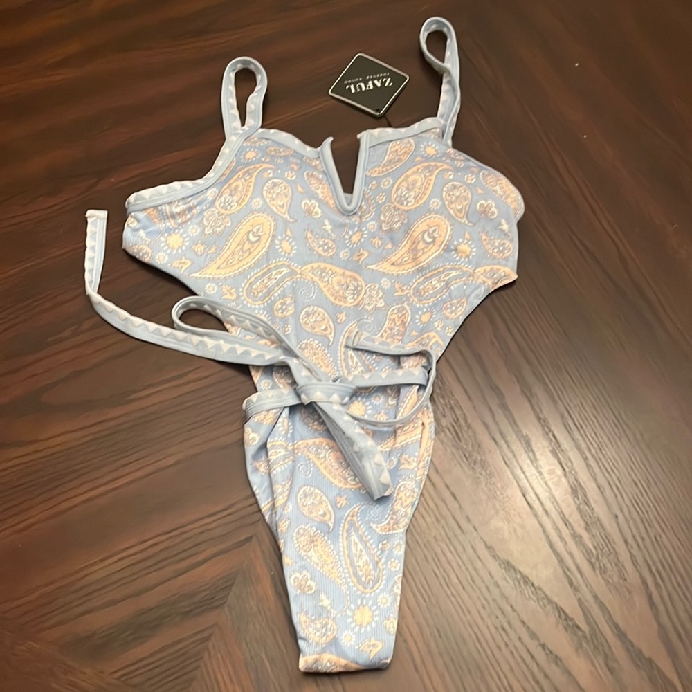 Zaful Paisley High Waisted One Piece Bathing Suit Sz M